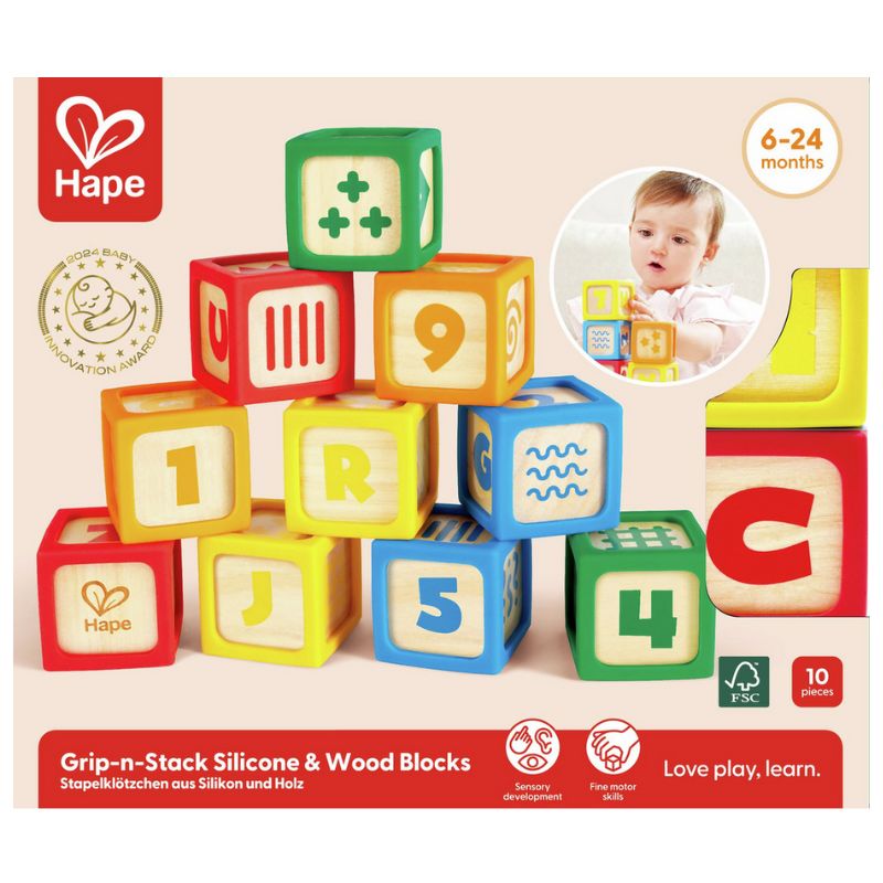 Hape Early Explorer Σετ Ξύλινα Τουβλάκια 10 τμχ Για 6-24 Μηνών Smart Start ABC