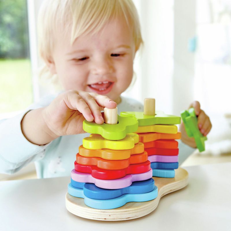 Hape Στοίβαξη Ξύλινων Σχημάτων Double Rainbow Stacker 19 τμχ Για 1-3 Ετών