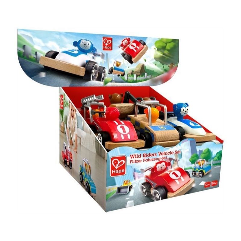 Hape Ξύλινο Αυτοκινητάκι Wild Rider 1 τμχ Σε 6 Διαφορετικά Σχέδια Για 18+ Μηνών