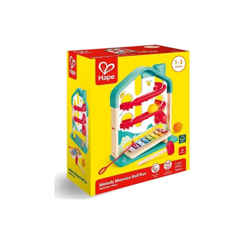 Hape Ξύλινο Ξυλόφωνο Με Μπάλες Melody Mansion Ball Run Για 1-3 Ετών