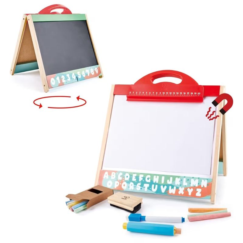 Hape Ξύλινος Πίνακας Διπλής Όψης Store & Go Easel Για 3+ Ετών