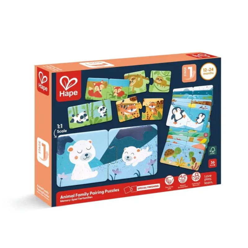 Hape Εκπαιδευτικό Παζλ Ζευγάρια Για 12-24 Μηνών Animal Family