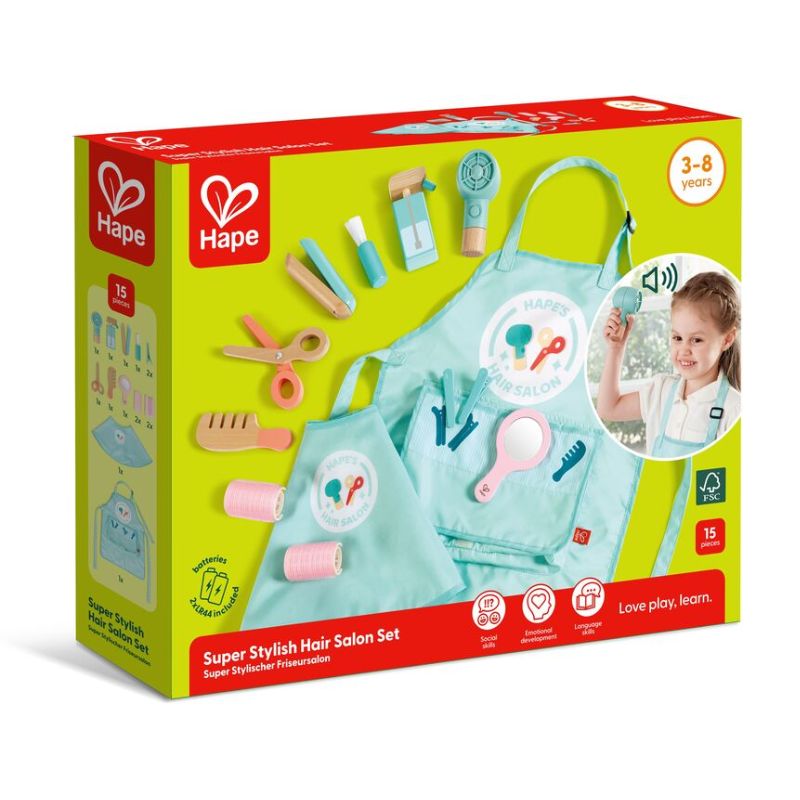 Hape Παιχνίδι Μίμησης Κομμώτρια Super Stylish Hair Salon Set Για 3-8 Ετών