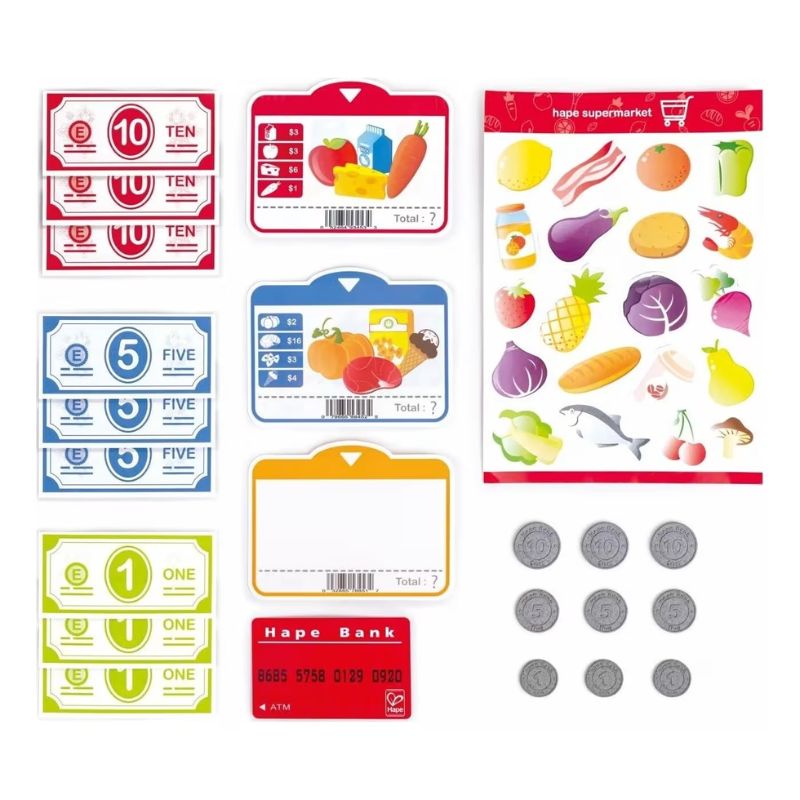 Hape Σετ Ξύλινη Ταμειακή Μηχανή Beep 'n' Buy Με Αξεσουάρ 23 τμχ Για 3+ Ετών