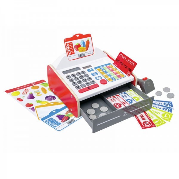 Hape Σετ Ξύλινη Ταμειακή Μηχανή Beep 'n' Buy Με Αξεσουάρ 23 τμχ Για 3+ Ετών