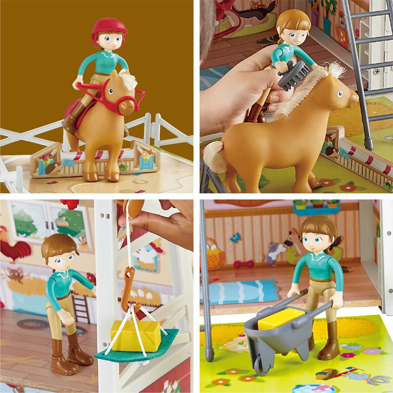 Hape Σετ Ξύλινος Στάβλος Pony Club Ranch 70 τμχ Για 3+ Ετών