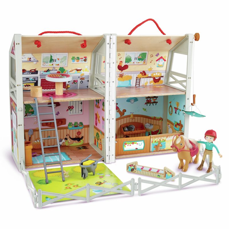 Hape Σετ Ξύλινος Στάβλος Pony Club Ranch 70 τμχ Για 3+ Ετών