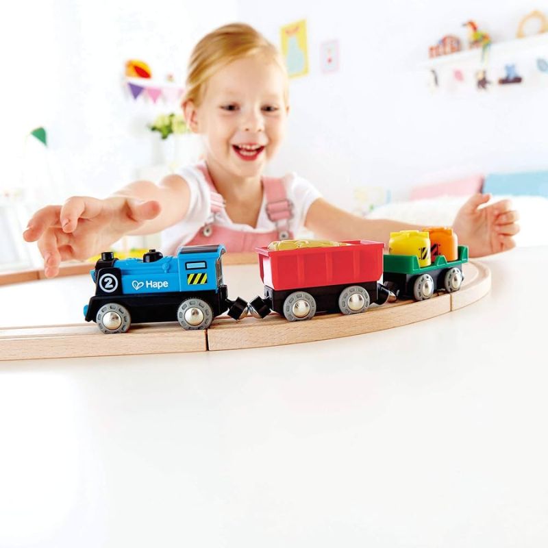 Hape Σετ Rolling-Stock Τραινάκι Με Βαγόνια 3 τμχ Με Μπαταρίες Για 3+ Ετών