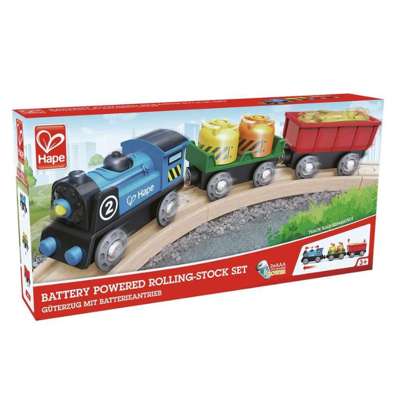 Hape Σετ Rolling-Stock Τραινάκι Με Βαγόνια 3 τμχ Με Μπαταρίες Για 3+ Ετών