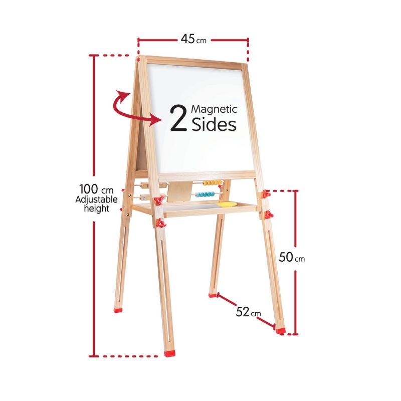 HappiHobbi Wooden Magnetic Easel 4-Σε-1 Επιδαπέδιος Πίνακας