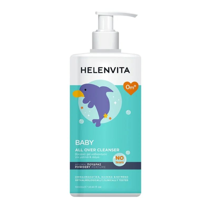 Helenvita Baby All Over Cleanser Βρεφικό Gel Καθαρισμού Για Μαλλιά & Σώμα Με Άρωμα Πούδρας 1000ml