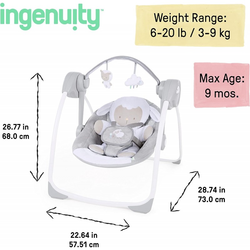 Ingenuity Comfort 2 Go Portable Swing Ρηλάξ Cuddle Lamb