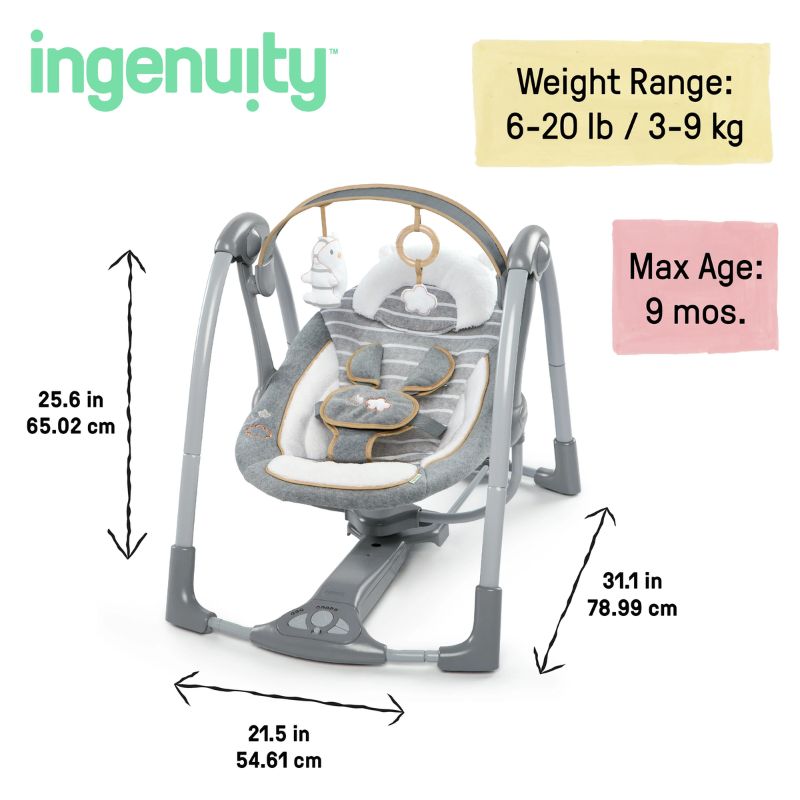 Ingenuity Swing 'n Go Φορητό Ρηλάξ Κούνια Boutique Collection Teddy