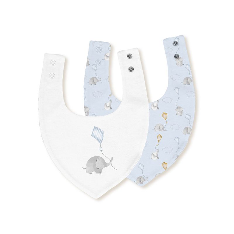 Interbaby Σετ Σαλιάρες Bandana 20*30cm 2 τμχ Elephant White / Blue