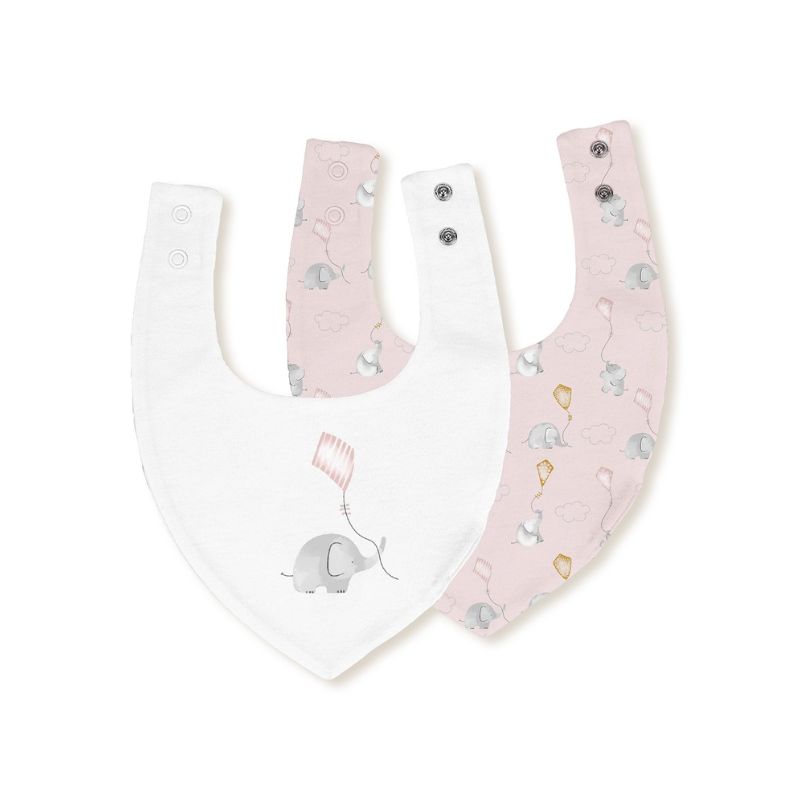 Interbaby Σετ Σαλιάρες Bandana 20*30cm 2 τμχ Elephant White / Pink