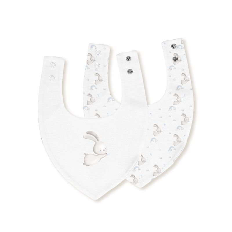 Interbaby Σετ Σαλιάρες Bandana 20*30cm 2 τμχ Bunny White / Blue