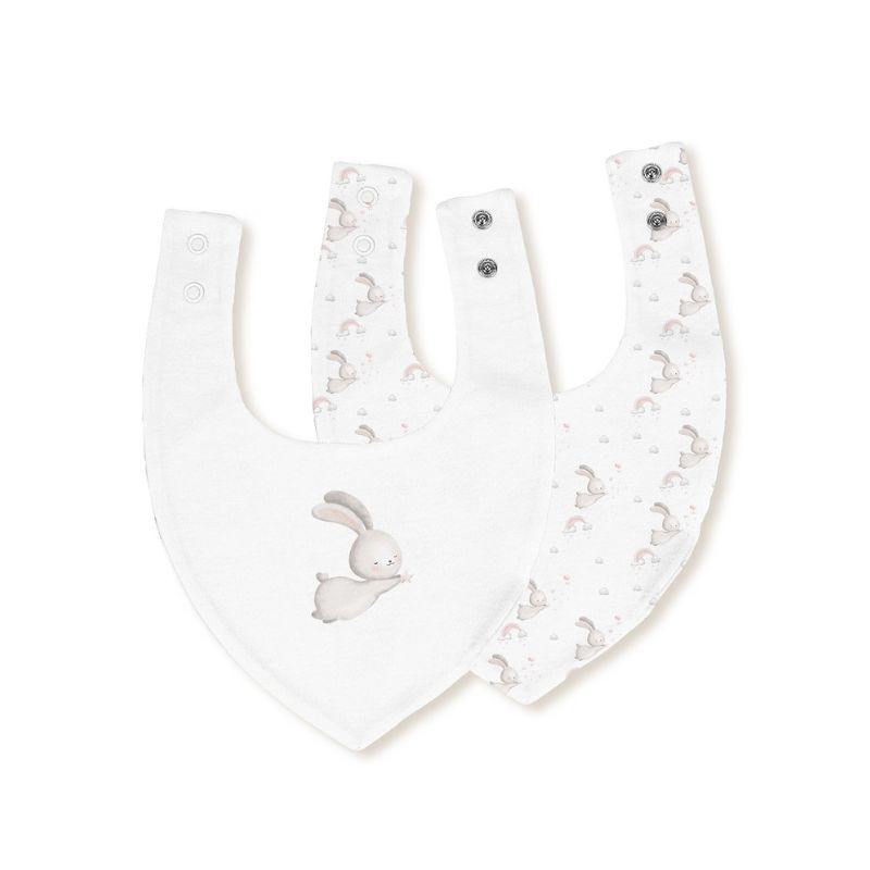 Interbaby Σετ Σαλιάρες Bandana 20*30cm 2 τμχ Bunny White / Pink