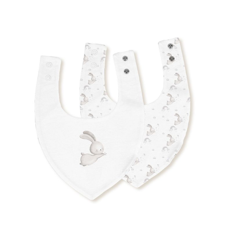 Interbaby Σετ Σαλιάρες Bandana 20*30cm 2 τμχ Bunny White / Grey