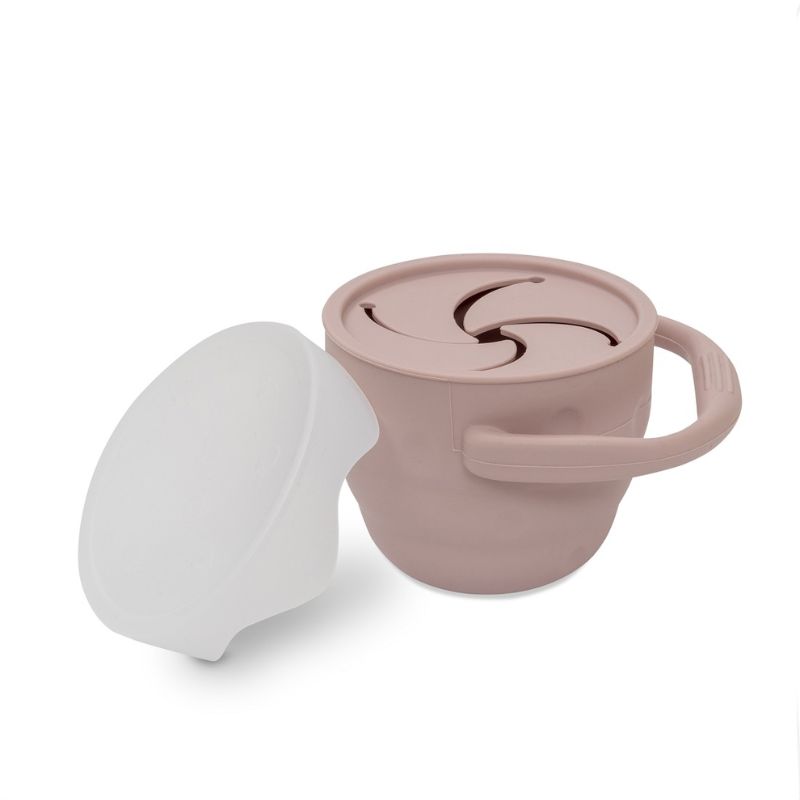 Interbaby Σιλικονούχο Πτυσσόμενο Κυπελάκι Με Καπάκι Για Σνακ Για 6+ Μηνών Dark Pink
