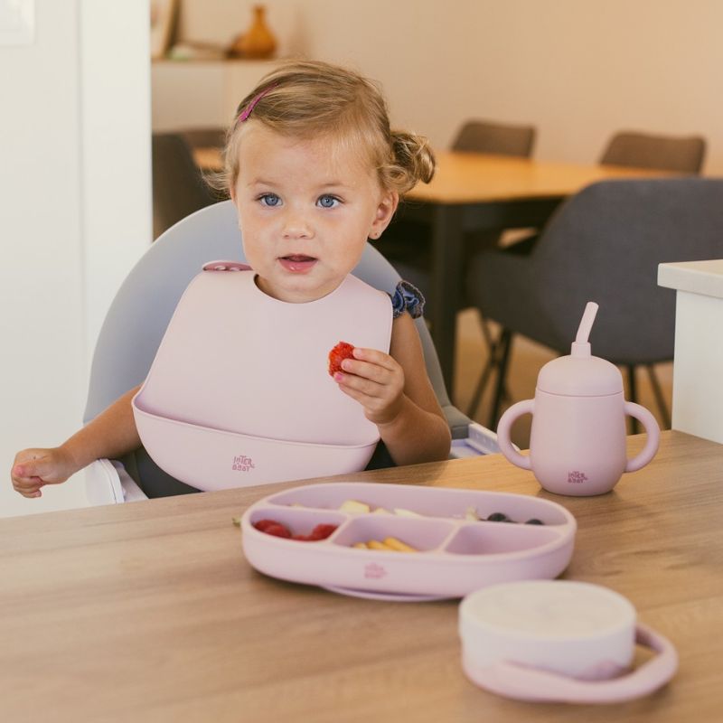 Interbaby Σιλικονούχο Πτυσσόμενο Κυπελάκι Με Καπάκι Για Σνακ Για 6+ Μηνών Dark Pink