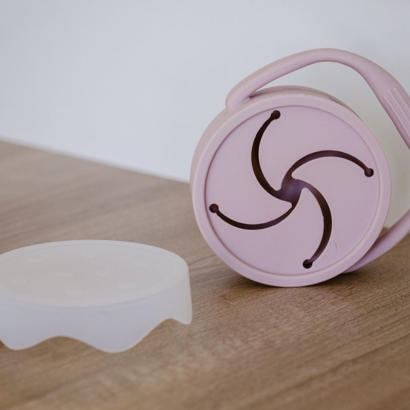 Interbaby Σιλικονούχο Πτυσσόμενο Κυπελάκι Με Καπάκι Για Σνακ Για 6+ Μηνών Dark Pink