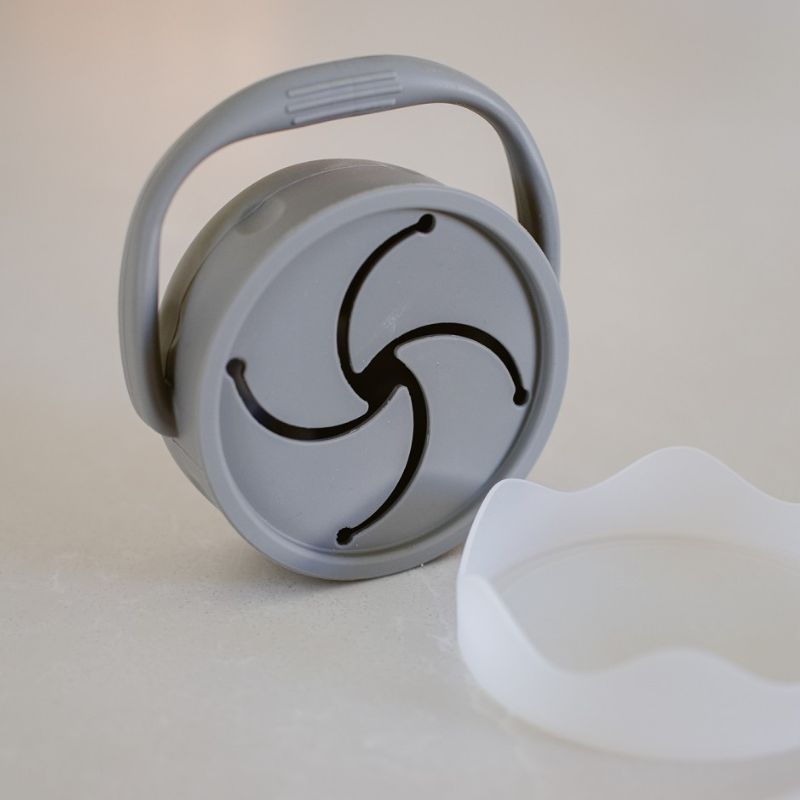 Interbaby Σιλικονούχο Πτυσσόμενο Κυπελάκι Με Καπάκι Για Σνακ Για 6+ Μηνών Petrol Grey