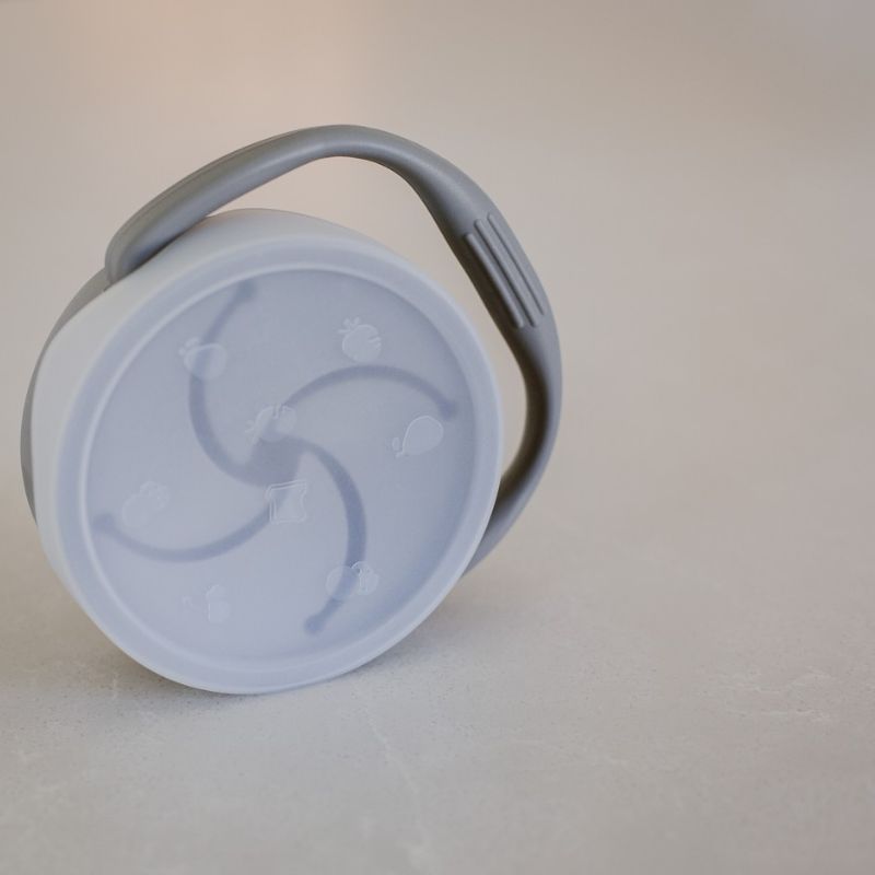 Interbaby Σιλικονούχο Πτυσσόμενο Κυπελάκι Με Καπάκι Για Σνακ Για 6+ Μηνών Petrol Grey