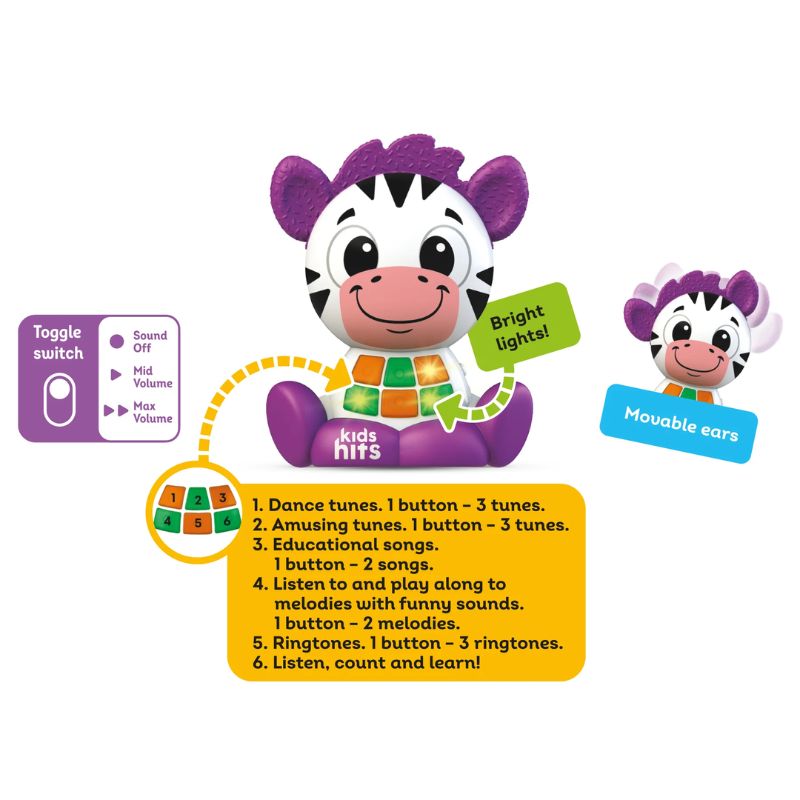 Kids Hits Babykins Εκπαιδευτικό Ζωάκι Για 2+ Ετών Zebra