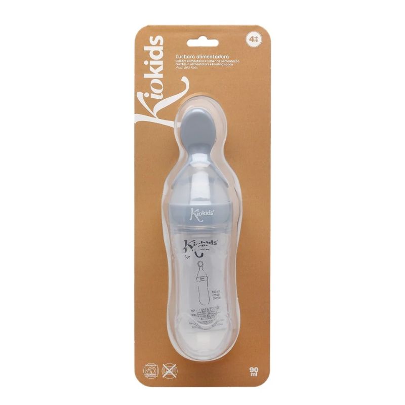 Kiokids Σιλικονούχος Τροφοδότης Πολτοποιημένης Τροφής Για 4+ Μηνών 90ml Grey
