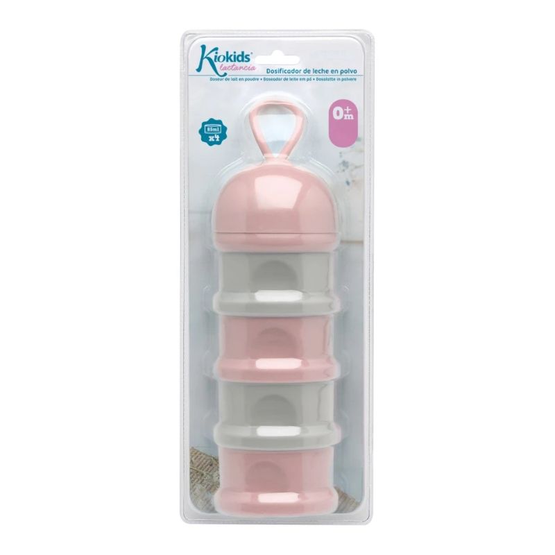 Kiokids Δοσομετρητής Σκόνης Γάλακτος 4 Θέσεων 340ml Pink And Grey