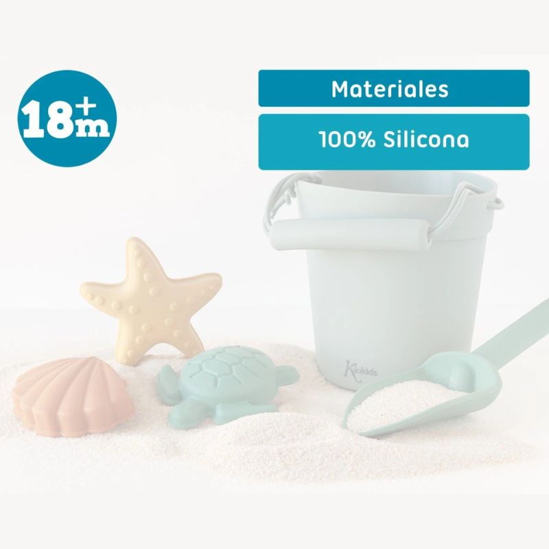 Kiokids Σιλικονούχο Σετ Με Κουβαδάκι Για Παραλία 5 τμχ Για 18+ Μηνών Green