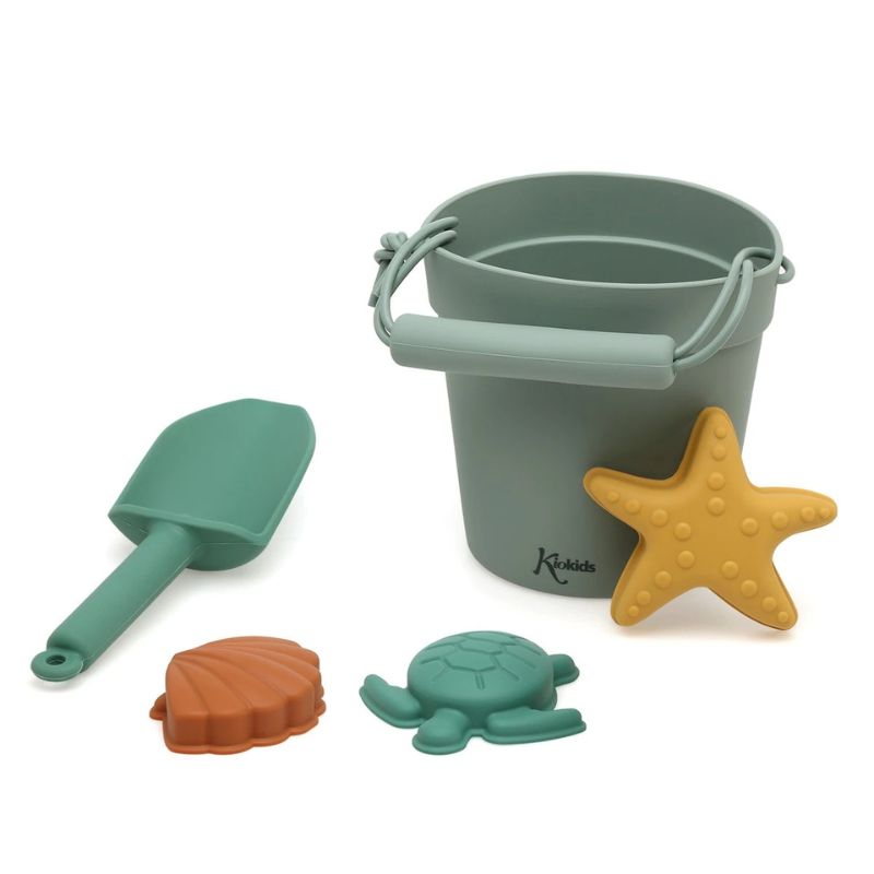 Kiokids Σιλικονούχο Σετ Με Κουβαδάκι Για Παραλία 5 τμχ Για 18+ Μηνών Green