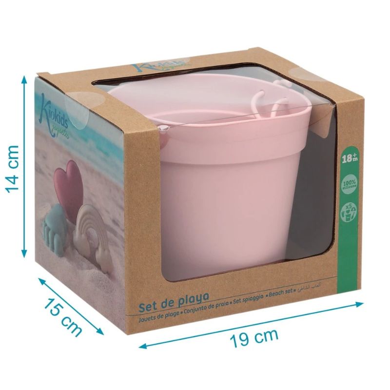 Kiokids Σιλικονούχο Σετ Με Κουβαδάκι Για Παραλία 5 τμχ Για 18+ Μηνών Pink
