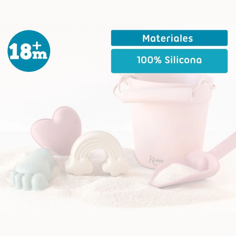 Kiokids Σιλικονούχο Σετ Με Κουβαδάκι Για Παραλία 5 τμχ Για 18+ Μηνών Pink