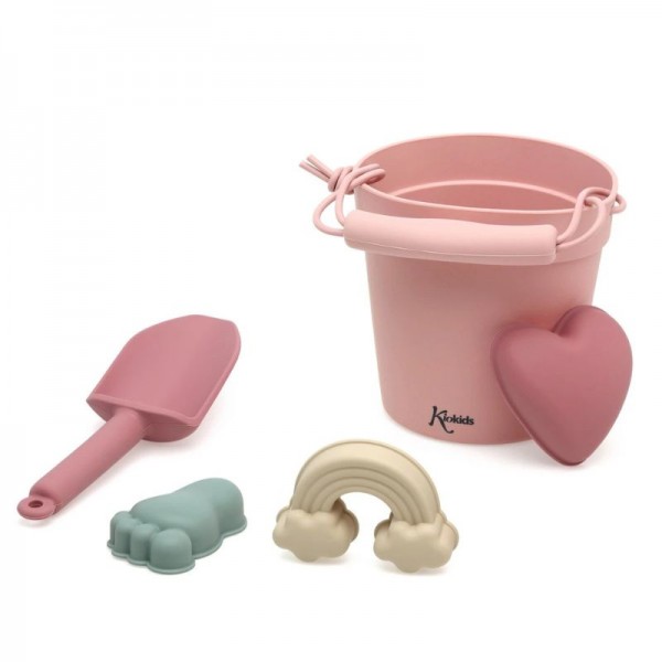 Kiokids Σιλικονούχο Σετ Με Κουβαδάκι Για Παραλία 5 τμχ Για 18+ Μηνών Pink