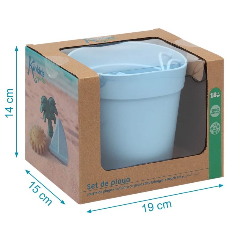 Kiokids Σιλικονούχο Σετ Με Κουβαδάκι Για Παραλία 5 τμχ Για 18+ Μηνών Blue
