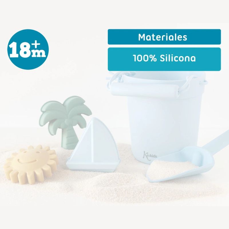 Kiokids Σιλικονούχο Σετ Με Κουβαδάκι Για Παραλία 5 τμχ Για 18+ Μηνών Blue