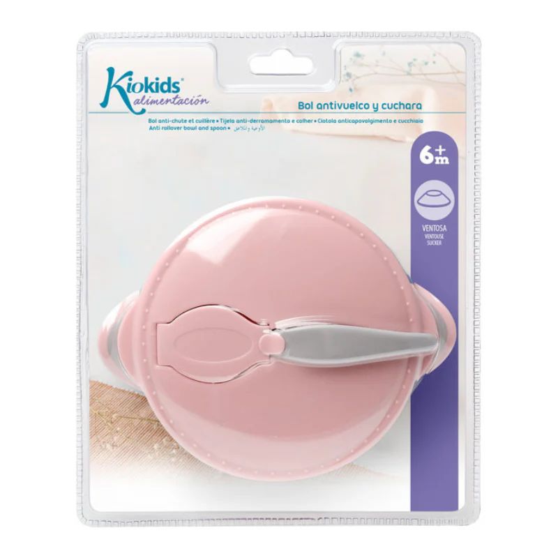 Kiokids Σετ Μπολάκι Με Βεντούζα Και Κουταλάκι Για 6+ Μηνών 300ml Pink