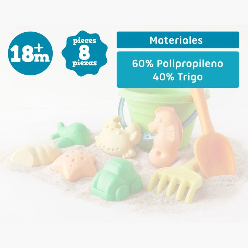 Kiokids Βιοδιασπώμενο Σετ Με Κουβαδάκι Για Παραλία 9 τμχ Για 18+ Μηνών Sea Life