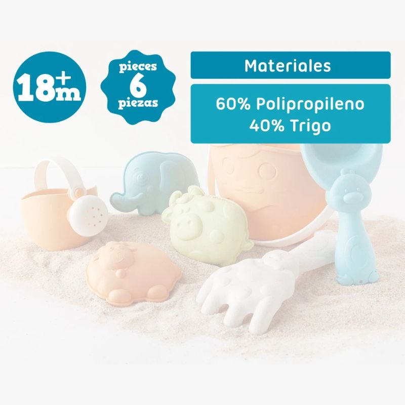 Kiokids Βιοδιασπώμενο Σετ Με Κουβαδάκι Για Παραλία 7 τμχ Για 18+ Μηνών Φάρμα
