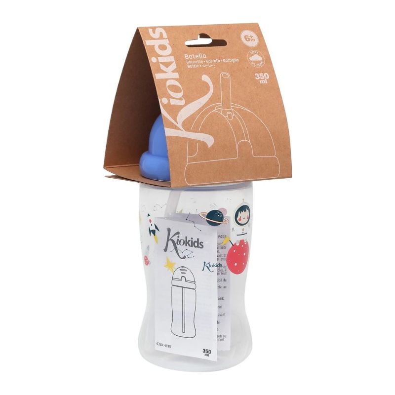 Kiokids Back To School Εκπαιδευτικό Ποτήρι Με Καλαμάκι Για 6+ Μηνών 350ml Blue