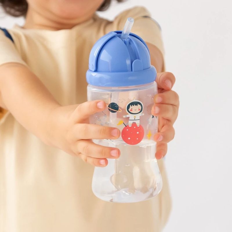 Kiokids Back To School Εκπαιδευτικό Ποτήρι Με Καλαμάκι Για 6+ Μηνών 350ml Blue