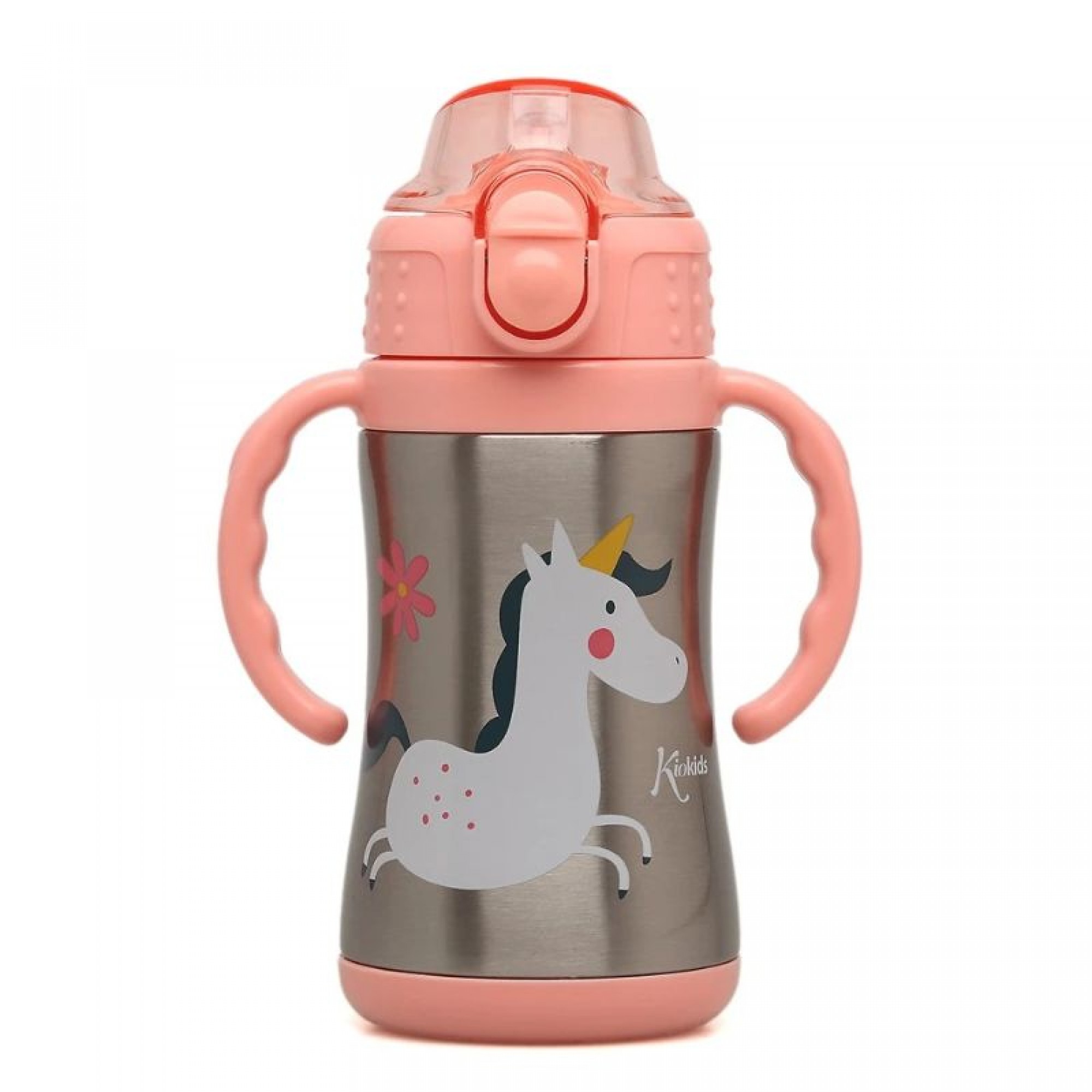 Kiokids Παγούρι-Θερμός Με Λαβές Για 6+ Μηνών 280ml Unicorn Pink