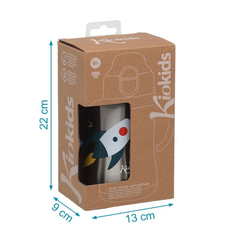 Kiokids Παγούρι-Θερμός Με Λαβές Για 6+ Μηνών 280ml Space Rocket Blue