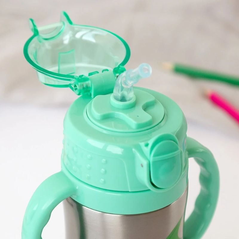 Kiokids Παγούρι-Θερμός Με Λαβές Για 6+ Μηνών 280ml Dragon Green