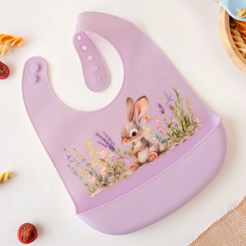 Kiokids Σαλιάρα Σιλικόνης Για 4+ Μηνών Honey Lavender