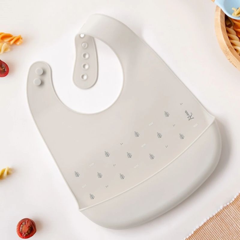 Kiokids Petit Moments Σιλικονούχα Σαλιάρα Για 4+ Μηνών Gray