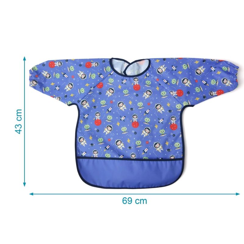 Kiokids Back To School Σαλιάρα Με Μακριά Μανίκια Για 4+ Μηνών Blue
