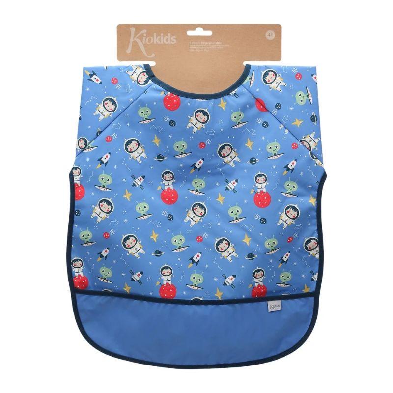 Kiokids Back To School Σαλιάρα Με Μακριά Μανίκια Για 4+ Μηνών Blue