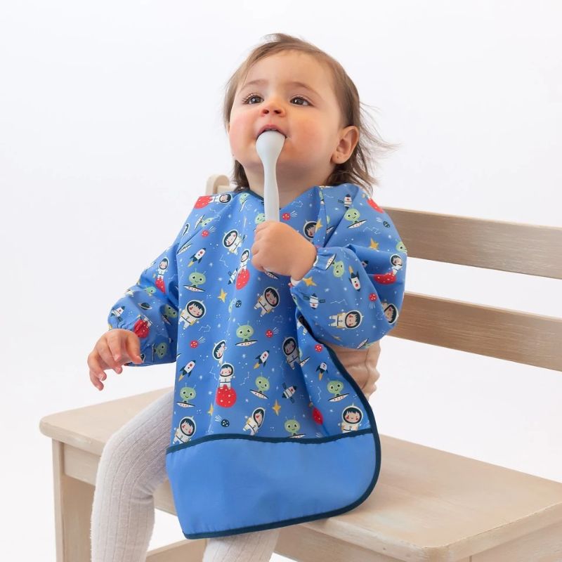 Kiokids Back To School Σαλιάρα Με Μακριά Μανίκια Για 4+ Μηνών Blue